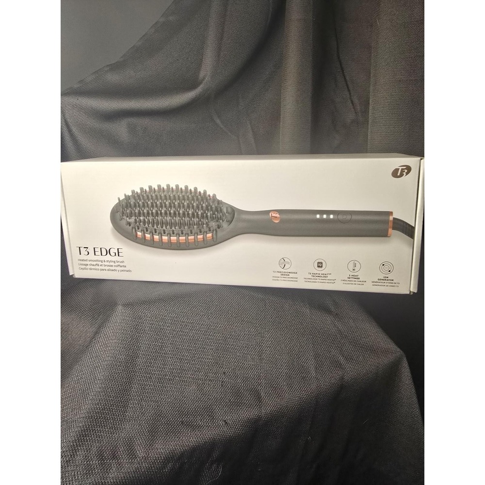 T3 Edge Straightening Brush in Gray with Rose Gold Accents